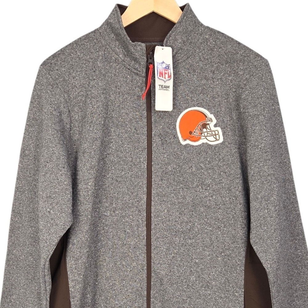 Cleveland Browns Jacket Womens XL Gray Brown Full Zip Fleece NFL Football NEW